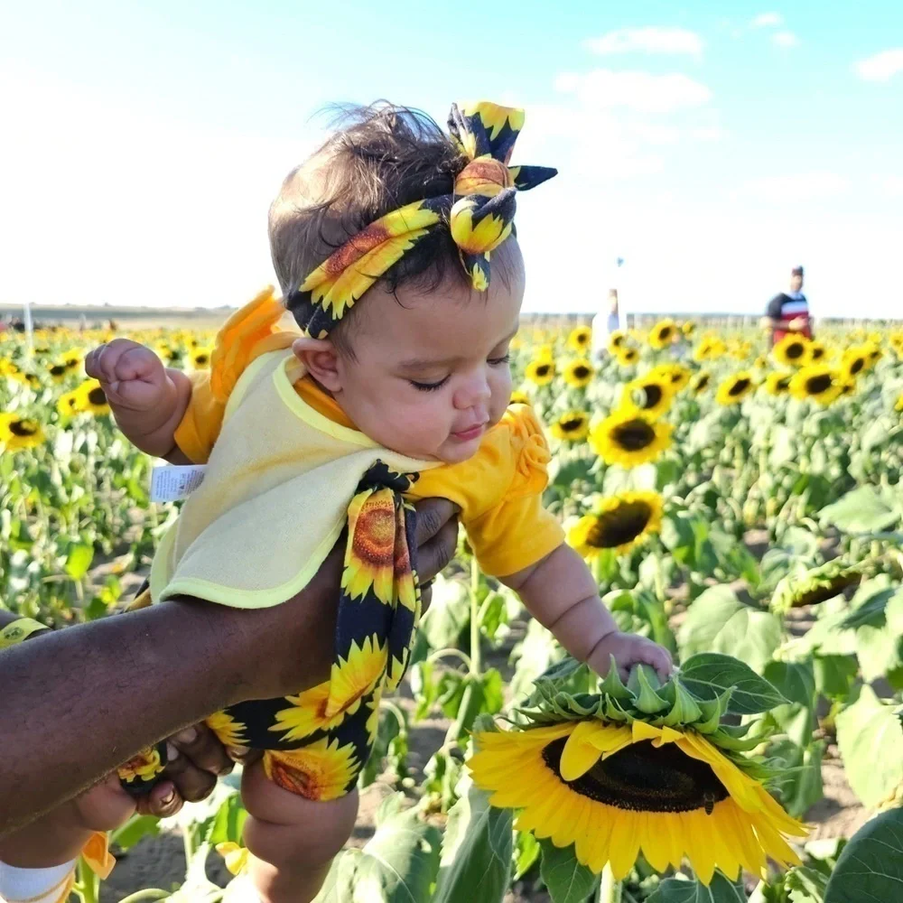 ⭐️3/$20 Baby Girl Sunflower matching set, Size 6 months.